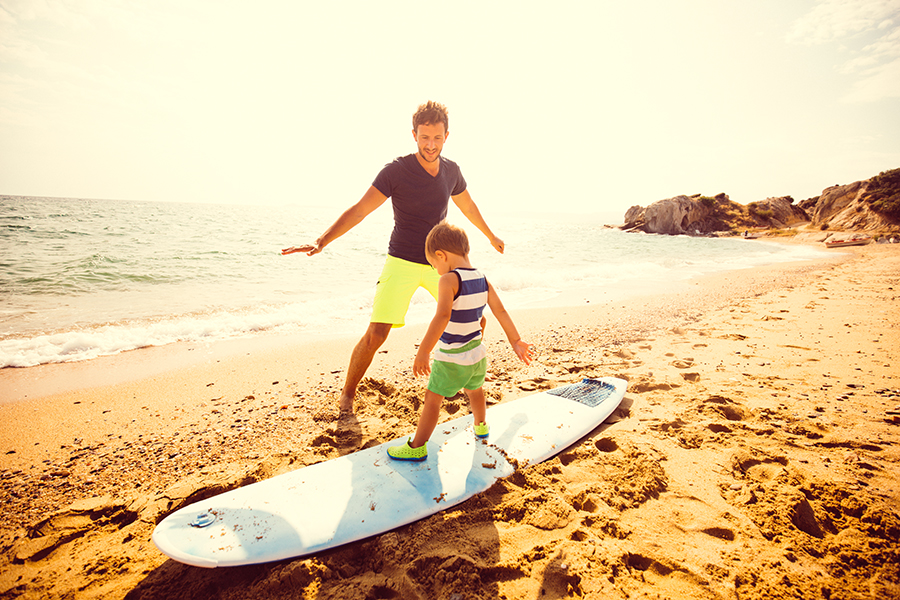First surfboarding lessons